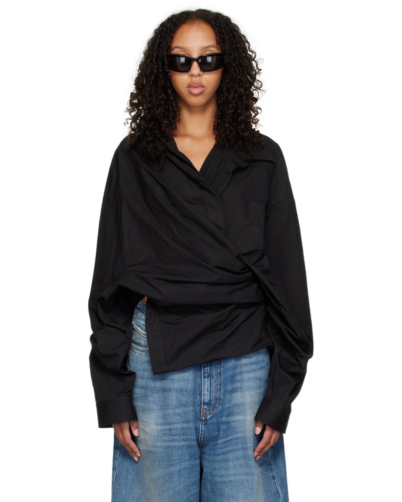Balenciaga Damen Black Wrap Shirt