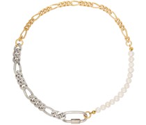 Gold & Silver Figaro Chain Necklace