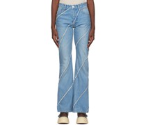 SSENSE Exclusive Blue Nano Mist Denim-Bias Line Jeans