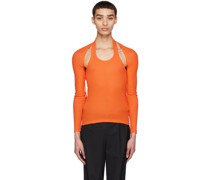 Orange Modular Halter Long Sleeve T-Shirt