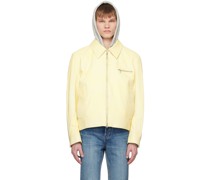 Yellow Spread Collar Leather Jacket