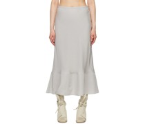 Gray Bias-Cut Maxi Skirt