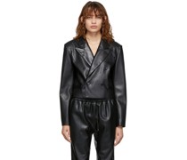Black Faux-Leather Cropped Blazer