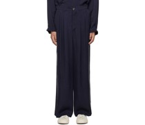 Navy Pleated Trousers