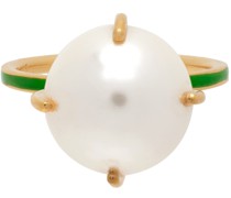 Gold & Green Pearl Stack Ring