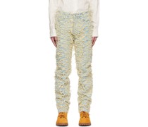 Blue & Beige Husk Jeans