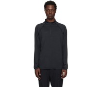 Black Half-Zip Long Sleeve T-Shirt