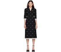 Black Embroidered Midi Dress