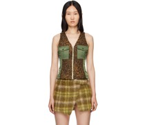 Brown and Green Paneled Vest