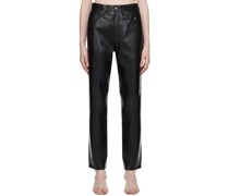 Black 90's Pinch Waist Leather Pants