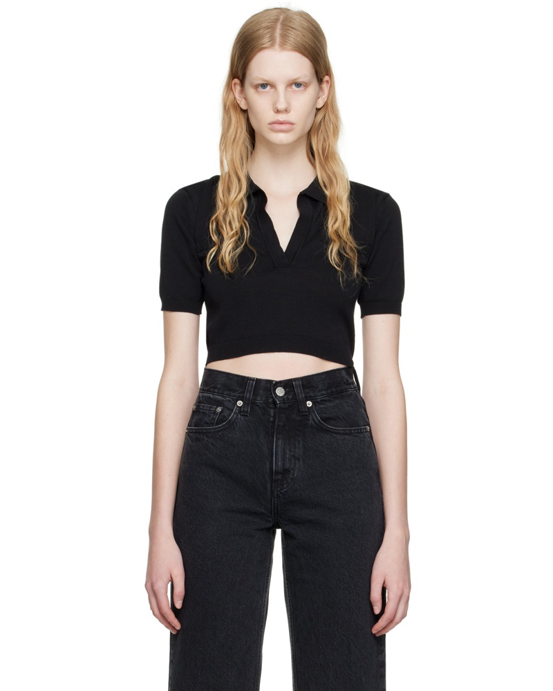 Hope Damen Black Cropped Polo