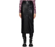 Black Breanne Faux-Leather Midi Skirt
