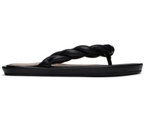 Black Turnered Thong Sandals