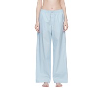 Blue Poplin Sleep Cotton Pyjama Pants