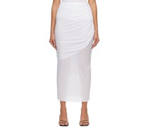 White Draped Dewy Maxi Skirt