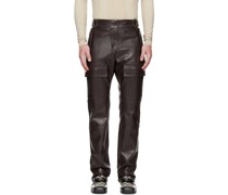 Brown Moto Faux-Leather Cargo Pants