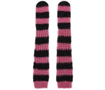 Pink & Black Stripped Gloves