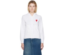 White Layered Heart Patch Hoodie