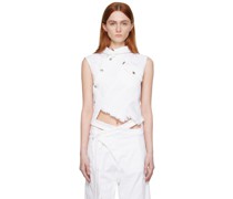White Asymmetrical Denim Tank Top