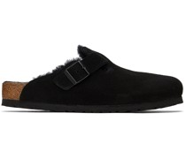 Black Shearling Boston Clogs