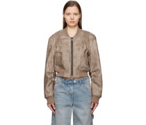 Brown Tanya Faux-Leather Bomber Jacket