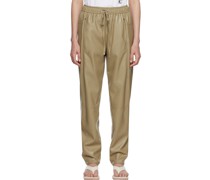 Khaki Jogger Faux-Leather Pants