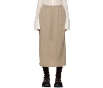 Taupe Drawstring Midi Skirt