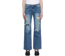 Blue Ripped Boot Cut Jeans