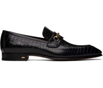 Black Printed Croc Bailey Chain Loafers