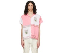 White & Pink Paneled Shirt