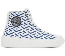 White & Blue Greca Sneakers