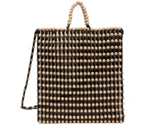 Beige & Black Large Bead Tote