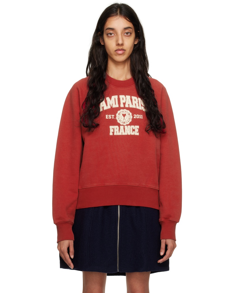 Ami Damen Red 'Ami Paris France' Sweatshirt