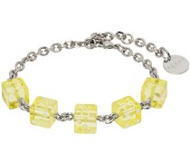 Silver & Yellow Dice Charm Bracelet