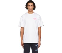 White & Pink Small Arch Logo T-Shirt