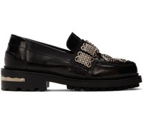 SSENSE Exclusive Black Leather Embellished Loafers