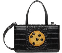 Black Small Faux Croc Jewel Cookie Bag
