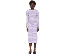 Purple Polyester Mid-Length Dress