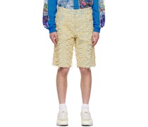 Blue & Beige Husk Denim Shorts