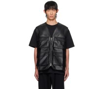 Black Zip Leather Vest