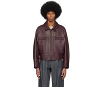SSENSE Exclusive Purple Varsity Leather Jacket