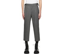 Gray Belted Cropped Trousers