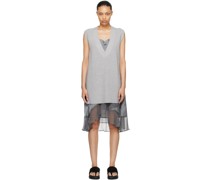 Gray Layered Midi Dress