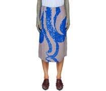 Taupe & Blue Salbys Midi Skirt