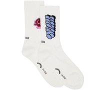 Two-Pack White Rosebud Socks