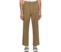 Brown Embroidered Panel Trousers