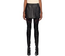 Black Hoop Leather Miniskirt