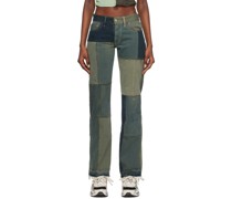 Green & Navy Low Waist Jeans