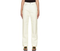 White Recycled Leather 90s Pinch Waist Trousers
