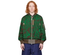 Brown & Green Floral Bomber Jacket